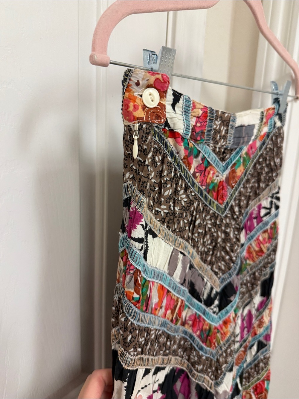 Free People Boho Chevron Patchwork Wide Leg Pants - Multicolor - Picture 5 of 7